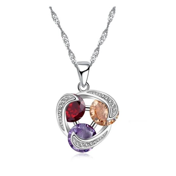 Flower Multi Necklace Pendant Earrings 925 Sterling Silver Set Gift - Picture 6 of 7